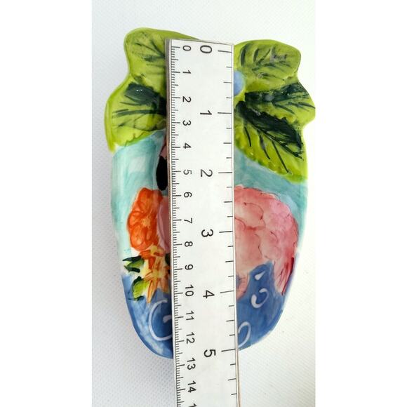 DISHES-HAUSENWARE-Trinket-Serving-Flamingo-Pink-Tropical-Embossed-SET OF 2 - Picture 13 of 15